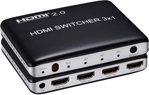 PremiumCord HDMI Switch 4K@60hz HDMI switch 3:1 plastový s diaľkovým ovládačom