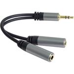 PremiumCord HQ káblová rozdvojka 3,5mm Jack Male - 2x Jack Female 15cm