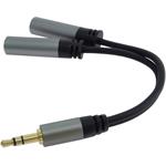 PremiumCord HQ káblová rozdvojka 3,5mm Jack Male - 2x Jack Female 15cm