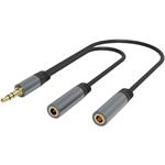 PremiumCord HQ káblová rozdvojka 3,5mm Jack Male - 2x Jack Female 15cm