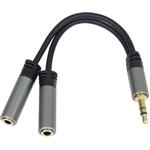 PremiumCord HQ káblová rozdvojka 3,5mm Jack Male - 2x Jack Female 15cm