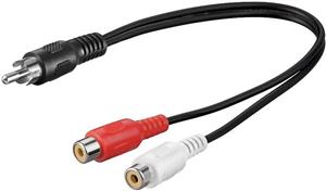 PremiumCord kabel 1x Cinch na 2x Cinch M/F