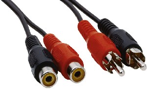 PremiumCord kábel 2x cinch na 2x cinch M/F, predlžovací 5,0m čierny