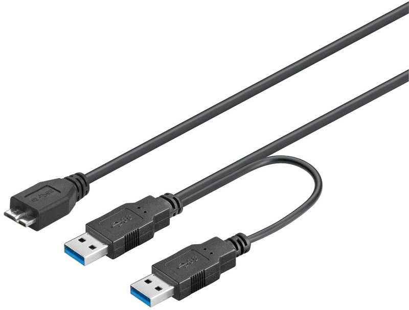 PremiumCord kábel 2x USB 3.0 na micro USB 3.0 M/M, prepojovací, 30cm