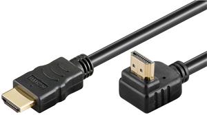 PremiumCord kábel HDMI v 1.4 M/M, prepojovací 1,0m, zahnutý konektor 90°