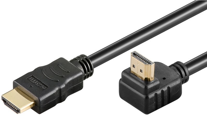 PremiumCord kábel HDMI v 1.4 M/M, prepojovací 10,0m, zahnutý konektor 90°