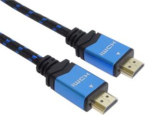 PremiumCord kábel HDMI v 2.0 M/M, prepojovací, bavlnené opláštenie 0,5m, modro - čierna