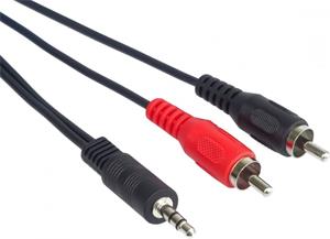 PremiumCord kábel Jack 3,5 na 2x cinch M/M, prepojovací 1,5m čierny