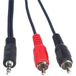 PremiumCord kábel Jack 3,5 na 2x cinch M/M, prepojovací 15,0m čierny