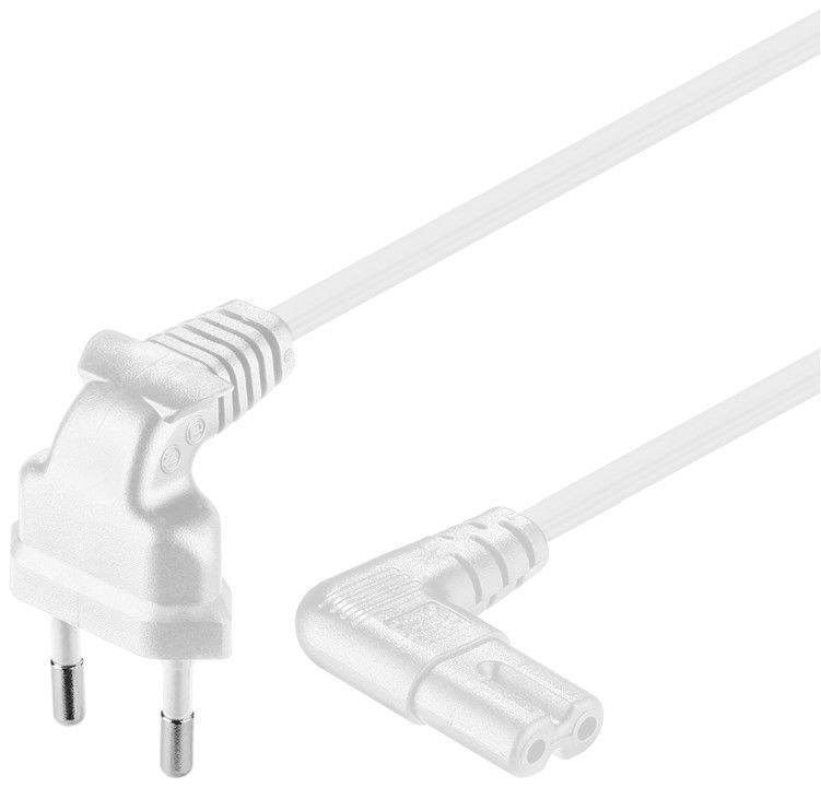 PremiumCord kábel sieťový 230V k magnetofónu plochý 5,0m so zahnutými konektormi biely