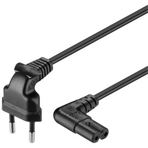 PremiumCord kábel sieťový 230V k magnetofónu plochý 5,0m so zahnutými konektormi, čierny