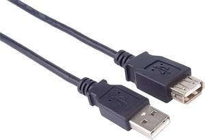 PremiumCord kábel USB 2.0 A-A M/F, predlžovací, 0,5m čierny