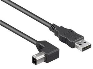 PremiumCord Kabel USB 2.0, A-B, 3m se zahnutým USB-B, zahnutý