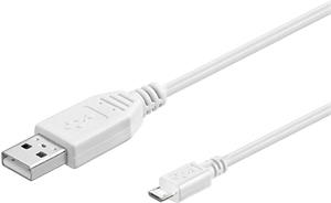 PremiumCord kábel USB 2.0 na micro USB M/M, prepojovací, 1,0m biely