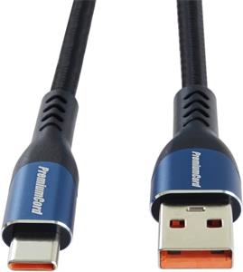 PremiumCord kábel USB 2.0 na USB-C M/M, super rýchle nabíjanie 5A, prepojovací, opletený, 1,0m