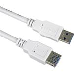 PremiumCord kábel USB 3.0 A-A M/F, predlžovací, 2,0m biely