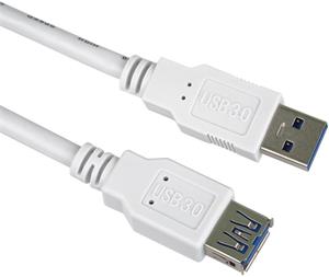 PremiumCord kábel USB 3.0 A-A M/F, predlžovací, 3,0m biely