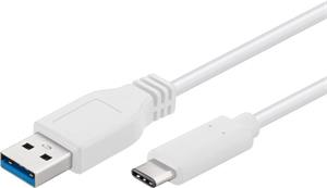 PremiumCord kábel USB 3.0 na USB-C M/M, prepojovací 0,5m biely
