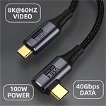 PremiumCord kábel USB 4 8K@60Hz Thunderbolt 3, zahnutý, 0,3m, čierny