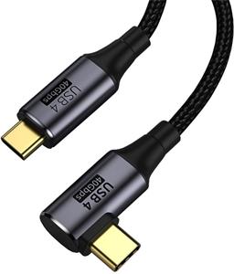 PremiumCord kábel USB 4 8K@60Hz Thunderbolt 3, zahnutý, 0,8m, čierny