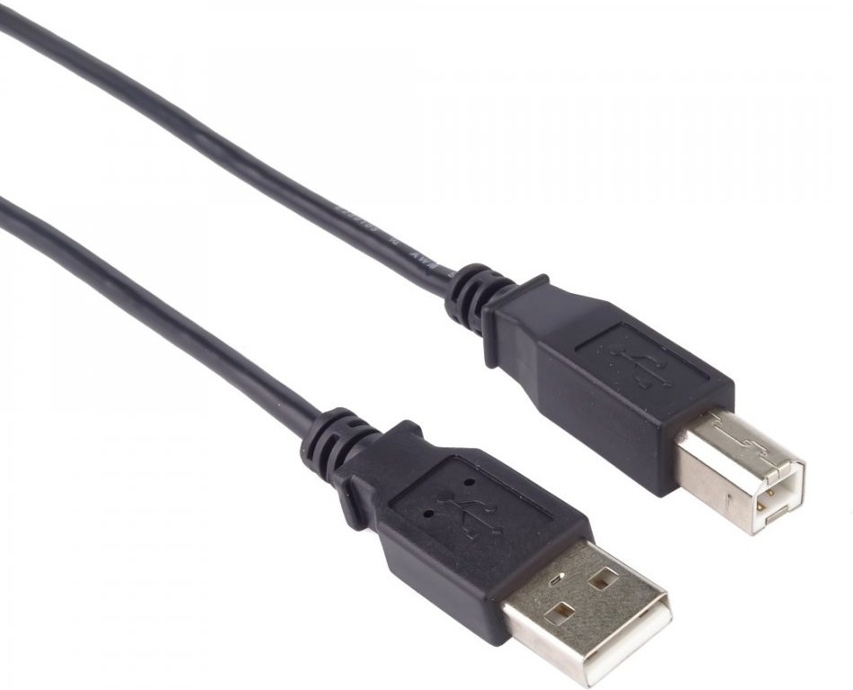 PremiumCord kábel USB-A na USB-B M/M, tlačiarňový prepojovací 0,5m, čierny