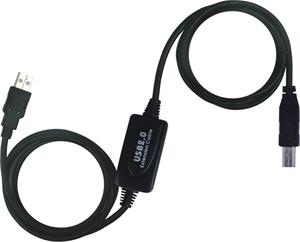 PremiumCord kábel USB-A na USB-B M/M, tlačiarňový prepojovací 10,0m repeater (aktívny)