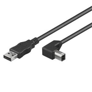 PremiumCord kábel USB-A na USB-B M/M, tlačiarňový prepojovací 2,0m, zahnutý