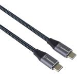 PremiumCord kábel USB-C 100W (20V 5A) 0,5m, bavlnený oplet, čierno-sivý