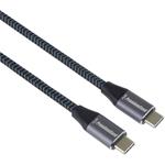 PremiumCord kábel USB-C 10W (5V 2A) 0,5m, bavlnený oplet, čierno-sivý