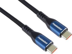 PremiumCord kábel USB-C 3.2 Gen M/M, 100W/20Gbit/s, 5A, oplet, 0,5m