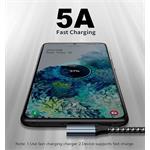 PremiumCord kábel USB-C 3.2 Gen M/M, 100W/20Gbit/s, 5A, zahnuté konektory, oplet, 0,5m, čierno-sivý