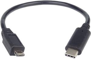 PremiumCord kábel USB-C na micro USB M/M, prepojovací, 0,2m