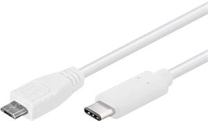 PremiumCord kábel USB-C na micro USB M/M, prepojovací, 0,6m, biely