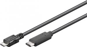 PremiumCord kábel USB-C na micro USB M/M, prepojovací, 0,6m, čierny