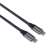 PremiumCord kábel USB-C, USB 3.2 GEN 2x2, 5A, 100W, 20Gbit/s, 3,0m, bavlnený oplet, čierno-sivý