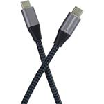 PremiumCord kábel USB-C, USB 3.2 GEN 2x2, 5A, 100W, 20Gbit/s, 3,0m, bavlnený oplet, čierno-sivý