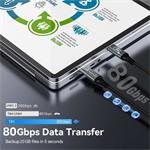 PremiumCord kábel USB4 Version2.0, 40 Gbps, 8K@60Hz, 240 W, Thunderbolt 3/4, 0,8 m, sivý