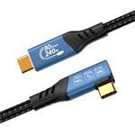 PremiumCord kábel USB4 Version2.0, 40 Gbps, 8K@60Hz, 240 W, Thunderbolt 3/4, 0,8m, zahnutý, sivý