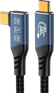 PremiumCord kábel USB4 Version2.0, 40 Gbps, 8K@60Hz, 240 W, Thunderbolt 3/4, 1,0m, zahnutý, sivý