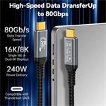 PremiumCord kábel USB4 Version2.0, 40 Gbps, 8K@60Hz, 240 W, Thunderbolt 3/4, 1,2m, sivý