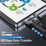 PremiumCord kábel USB4 Version2.0, 80 Gbps, 8K@60Hz, 240 W, Thunderbolt 5, 1,5m, zahnutý, sivý