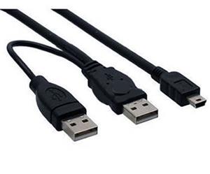 PremiumCord kábel Y 2x USB 2.0 na mini USB M/M, prepojovací, 0,4 + 0,5m