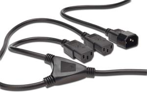 PremiumCord kábel Y sieťový 230V k PC predlžovací M/2xF 1,2m čierny