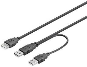 PremiumCord kábel Y USB 2.0 A-A M/F, predlžovací, 0,4 + 0,5m