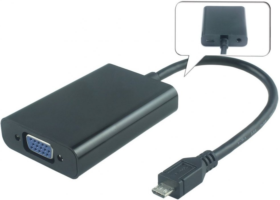 PremiumCord MHL redukcia micro USB na VGA M/F, káblová 0,2m