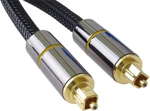 PremiumCord optický kábel Toslink M/M, prepojovací 1,0m, Gold-metal design + Nylon čierny