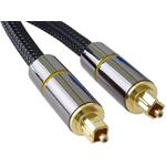 PremiumCord optický kábel Toslink M/M, prepojovací 2,0m, Gold-metal design + Nylon čierny