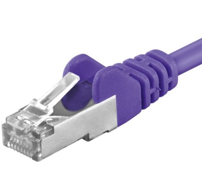 PremiumCord patch kábel RJ45, cat. 6a, S-FTP, 0,5m, fialový