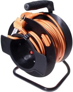 PremiumCord predlžovací kábel 230V 1x zásuvka 25,0m na navíjacom bubne oranžový 