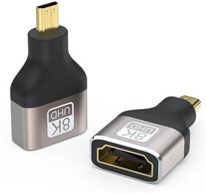PremiumCord redukcia 8K micro HDMI na HDMI M/F, kovová, sivo-čierna